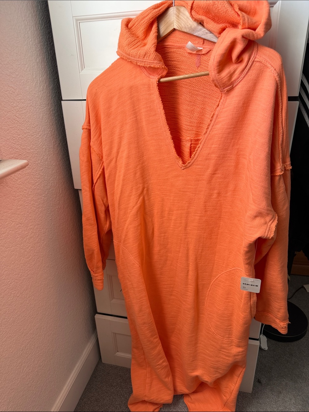 Free People Oversized Hooded Tunic Dress in Bright Orange